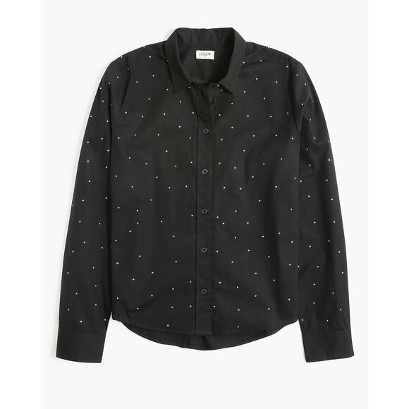 J.Crew FACTORY Rhinestone Modern Button Down - XXS - Hotfix Jeweled Black - Picture 1 of 4